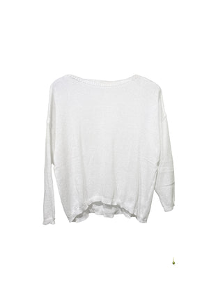 Wide boat neckline sweater White