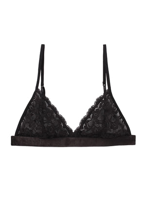 Black lace triangle bra with adjustable straps 