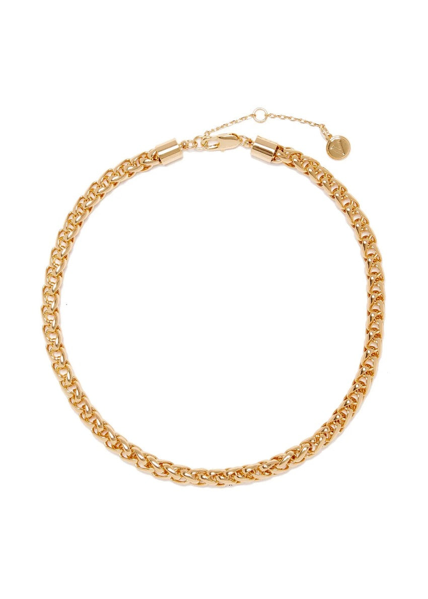 A gold-plated collar-length necklace with chunky oval links.