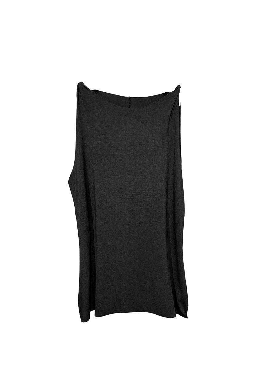 A black tank top on a white background 