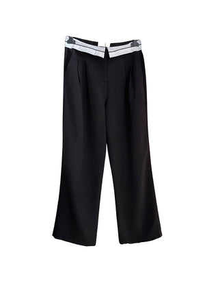 Black long wide leg pants on a white background 