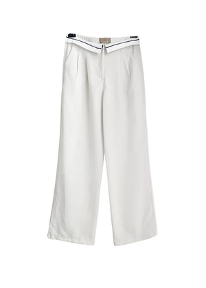 White long wide leg pants on a white background 