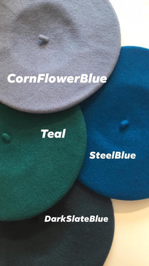 A different shades of blue wool berets