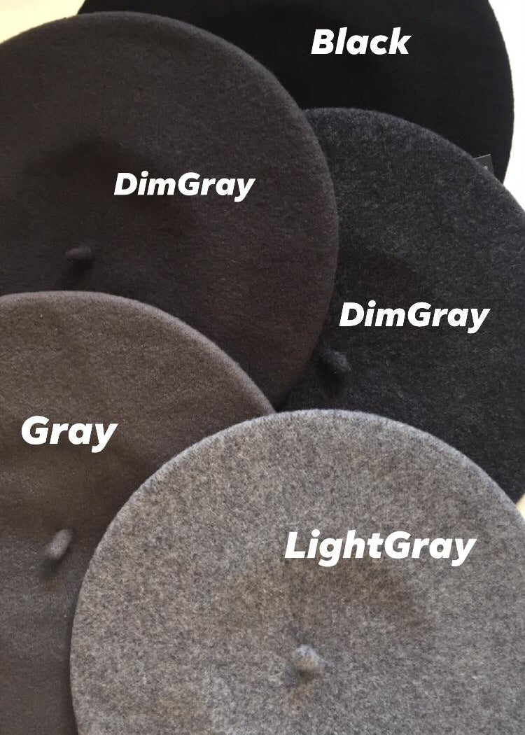 Wolleen berets on different shades of dark colours