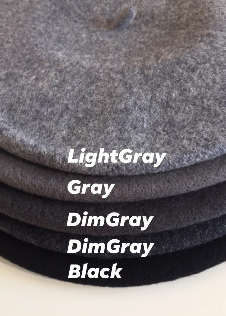 A different shades of dark colours of wool berets